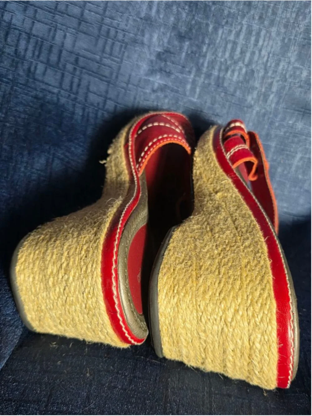 Women's Croft & Barrow Red Espadrille Wedge Sandals Size 7.5 feminine sexy y2k
